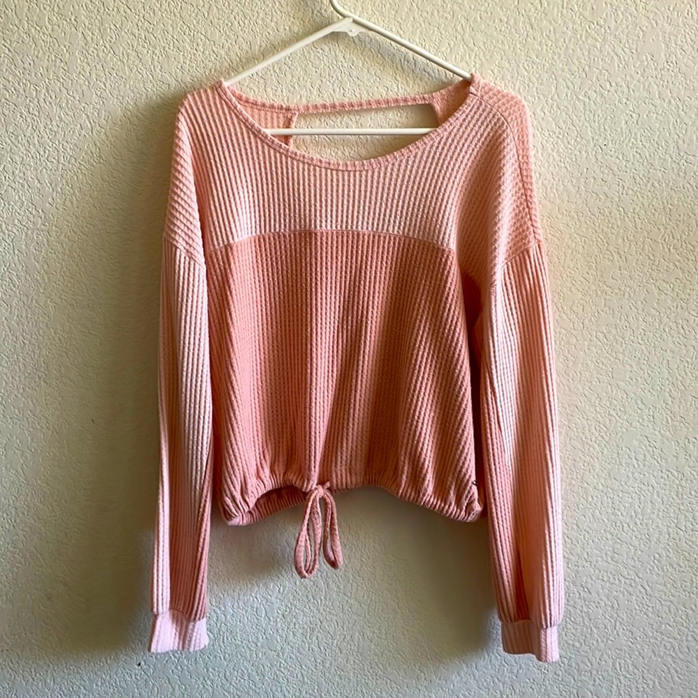 hollister ballet neckline cut-out long sleeve top (pink)